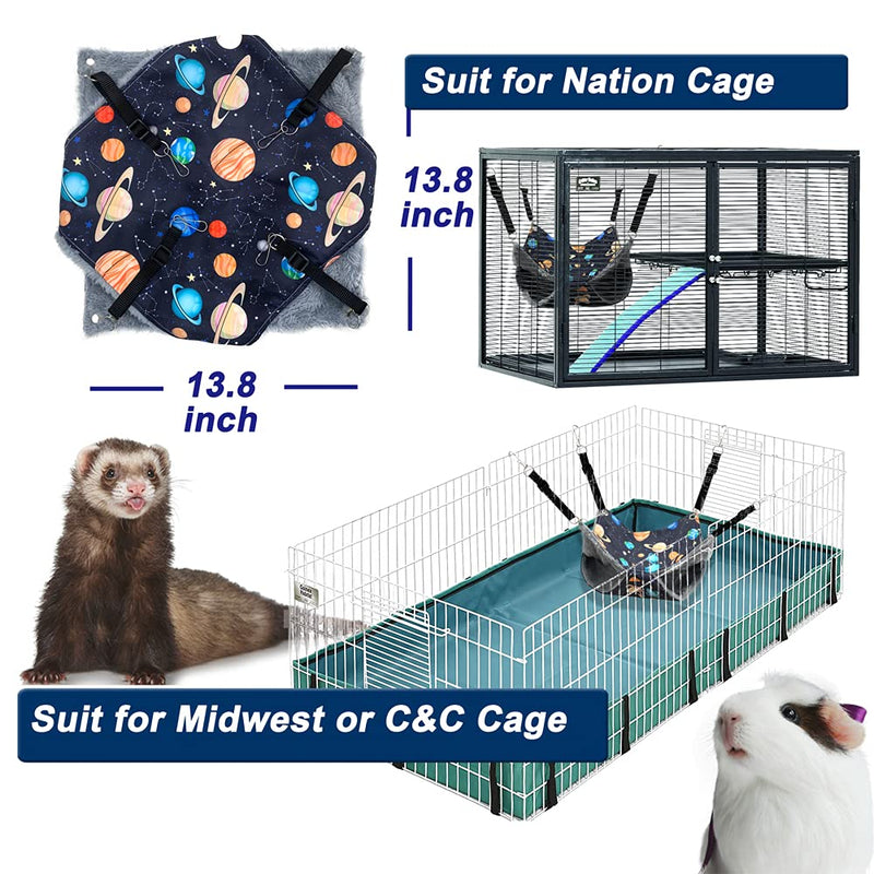 FULUE Ferret Rat Hammock Bed, Ferret Guinea Pig Nation Cage Accessories Kit Set Staff House and Hideouts Cave for Guinea Pig Ferret Black Galaxy - BeesActive Australia