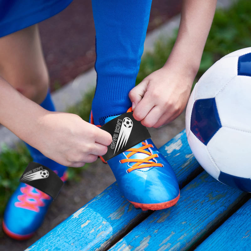 Youth Lace Bands Soccer Cleat Lace Protector Cleat Covers Elastic Shoe Laces Rubber Shoe Covers Soccer Equipment Accessories for Soccer Sports Cleats Occasion Black 10 - BeesActive Australia