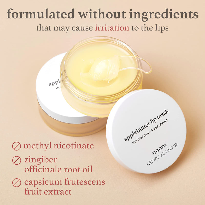 NOONI Applebutter Lip Mask with Shea Butter, AHAs, and Vitamins A,C & E | Moisturizing Lip Mask Overnight | Korean Skincare for Cracked Lip Repair | Cruelty-free, Gluten-free, Paraben-free - BeesActive Australia