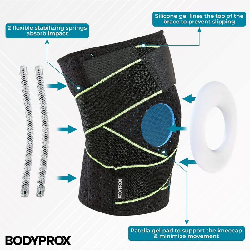 Bodyprox Knee Brace with Side Stabilizers & Patella Gel Pads for Knee Support 1 Count (Pack of 1) - BeesActive Australia