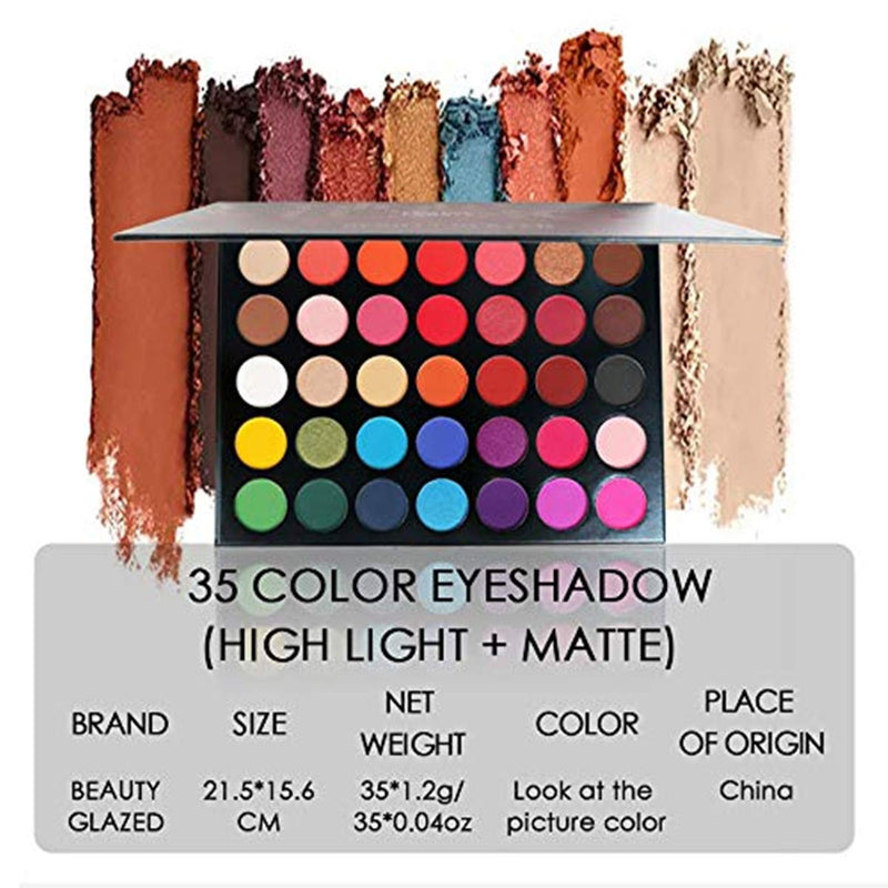 35 Color Matte Shimmer Glitter Eye Shadow, Highly Pigmented Makeup Palette, Long Lasting Eyeshadow Palette, Professional Charming Cosmetics Makeup Eye Shadow - BeesActive Australia