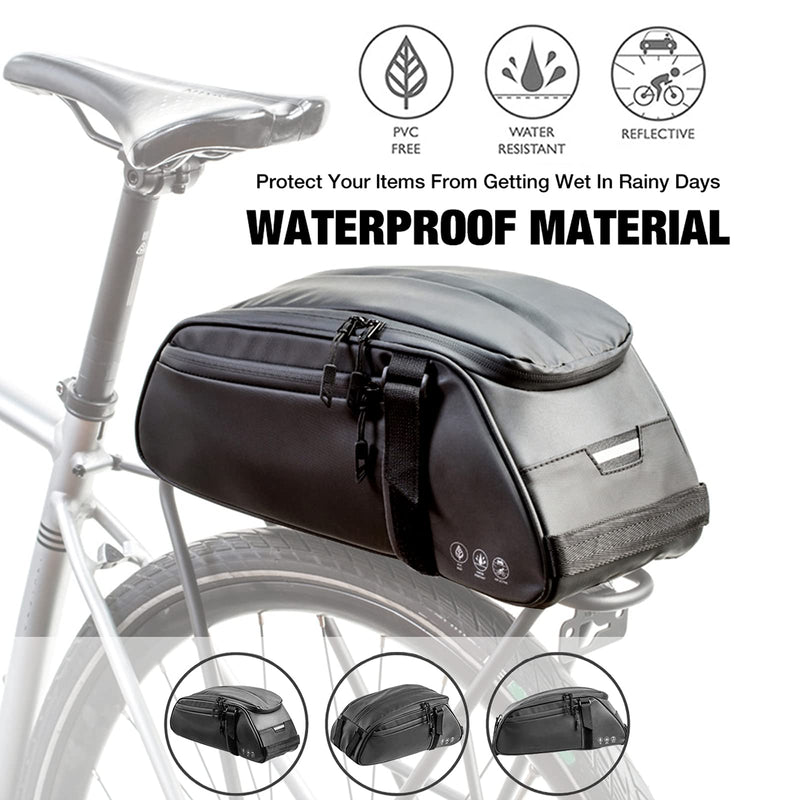 ZIMFANQI Bike Reflective Rack Bag,8L Waterproof Bicycle Trunk Pannier Rear Seat Bag,Cycling Bike Carrier Chest Bag,Storage Luggage Pouch Bike Shoulder Bag - BeesActive Australia