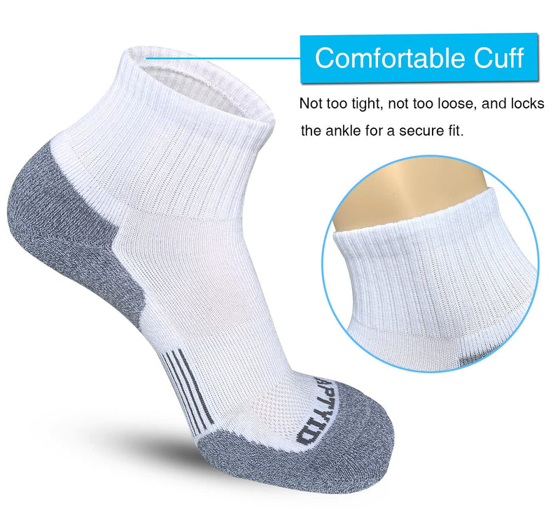 APTYID Men's Athletic Cushioned Ankle Socks (6 Pack) White/Grey 9-11 - BeesActive Australia