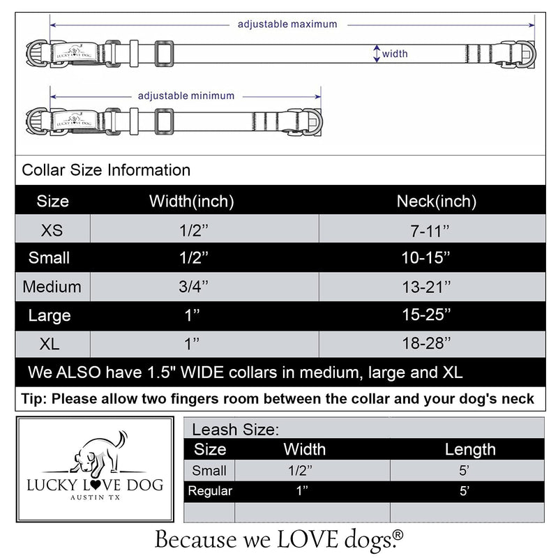 Lucky Love Dog Collar Combo Set | Matching Collar & Leash | Convenient & Reliable Small to Large Hippie Collar - BeesActive Australia