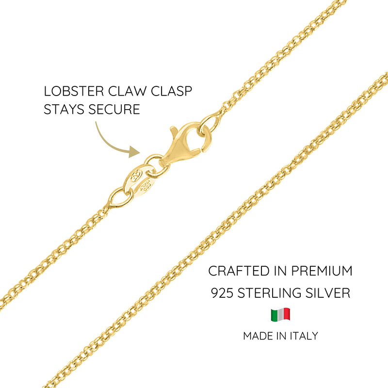KISPER Gold Cable Link Chain Necklace – Thin, Dainty, Gold-Plated 925 Sterling Silver Jewelry for Women & Men with Lobster Claw Clasp – Made in Italy 24-inch - BeesActive Australia