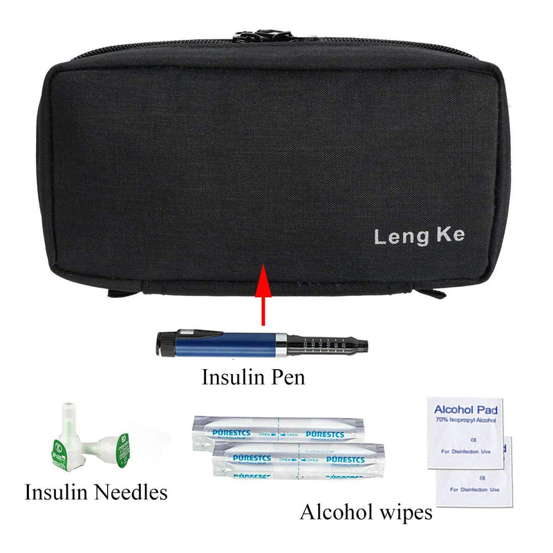 Portable Insulin Travel Bag,ONEGenug Medical Care Protector Case Organizer Medical Bag for The Diabetic (Black+2 Ice Packs) Black+2 Ice Packs - BeesActive Australia
