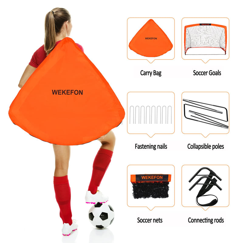 WEKEFON Soccer Goals, Set of 2 - Size 3.6'x2.7' Portable Foldable Pop Up Soccer Net for Backyard Training Goal for Kids and Youth Soccer Practice with Carry Bag - BeesActive Australia