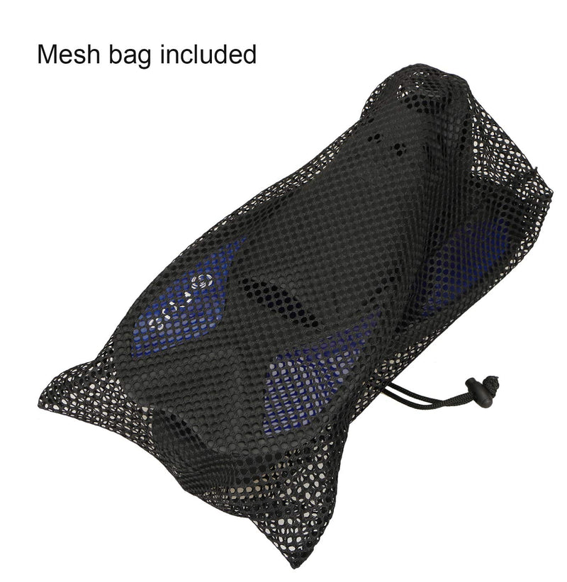 F FYJS Short Swim Fins, Travel Size Diving Flippers with Mesh Carrying Bag for Adult Men Women Blue S(MENS:5-6;WOMENS:6-7) - BeesActive Australia