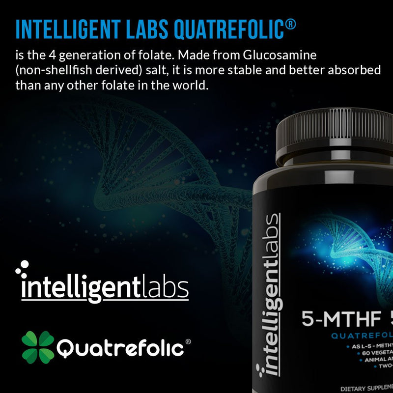 5MG L-5 MTHF by Intelligent Labs, L-5-methyltetrahydrofolate Activated Folic Acid Supplement as Quatrefolic Acid, Activated Folate - BeesActive Australia