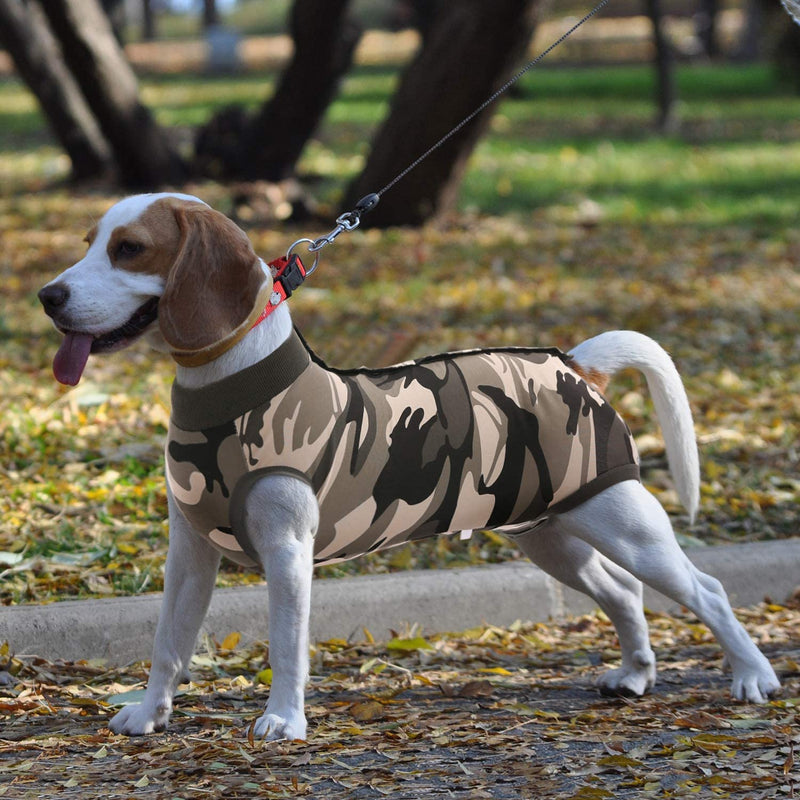 SAWMONG Dog Recovery Suit, Dog Surgical Suit for Abdominal Wounds, Dog After Surgery Recovery Snugly Suit, Dog Onesie for Male Female, Prevent Licking Dog Bodysuit, Substitute Dog E-Collar & Cone Medium Camouflage - BeesActive Australia
