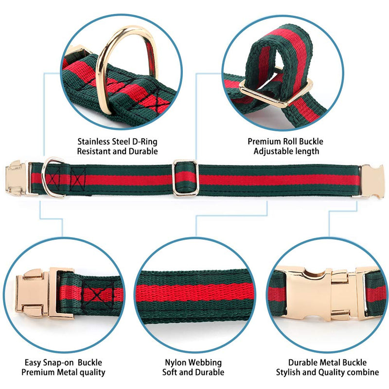 NISIYE Premium Dog Collar, Soft Comfortable Dog Collars in Luxury Style, Durable Adjustable Dog Collar with Metal Buckle Safety for Small Medium Large Dogs M (Neck Girth:11.8"-17.7", Width:3/4") - BeesActive Australia