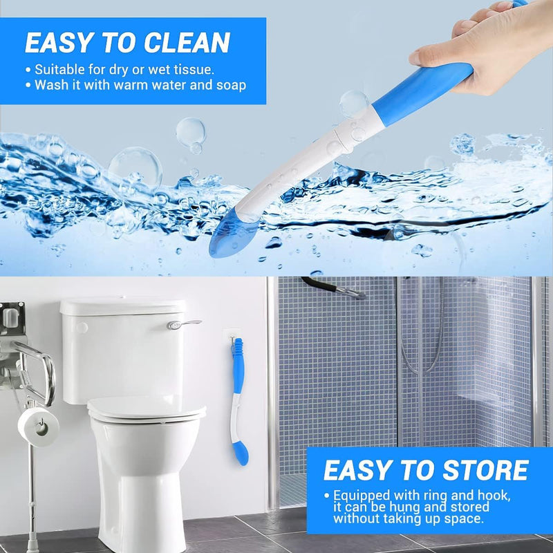 Toilet Aids Tools Folder Long Reach Comfort Wipe Victop Bottom Wiper Toilet Aids Buddy Toilet Tissue Aids for Motion Assistance Extends Reach Over 15.7" Grips Toilet Paper or Pre-Moistened Wipes (B) B - BeesActive Australia