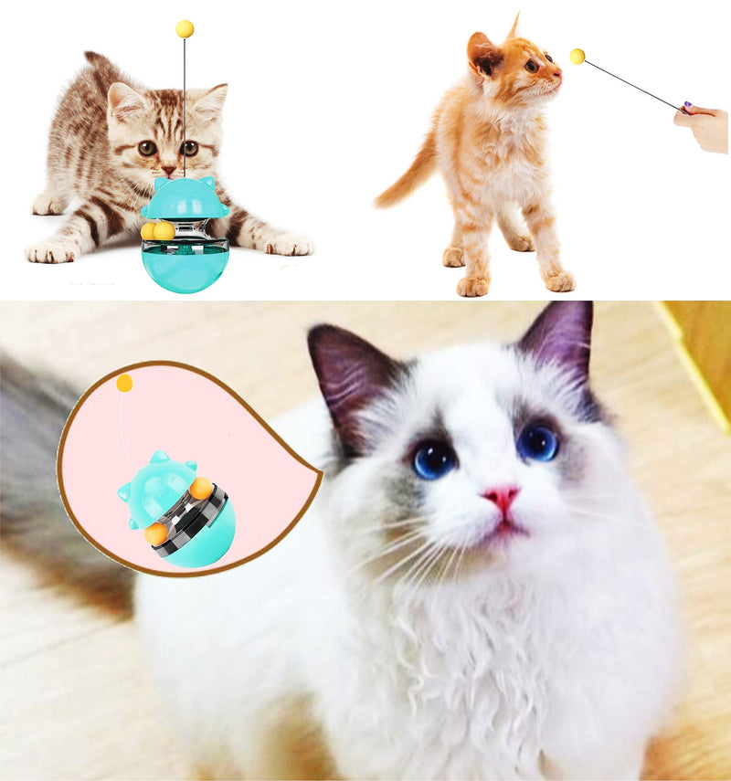 SUJAYU Cat Treat Puzzle, Cat Treat Dispenser Toy Cat Treat Toy, Tumbler Interactive Ball Cat Puzzle Feeder, Cat Food Puzzle Cat Food Ball Cat Snacks Temptations, Food Puzzle Toys for Cats Blue - BeesActive Australia