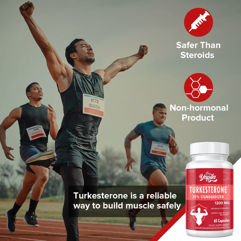 Turkesterone Supplement - 1200mg Ajuga Turkestanica Extract Standardized to 20% Turkesterone,Max Strength for Bodybuilding,60 Vegan Capsules 60 Count (Pack of 1) - BeesActive Australia