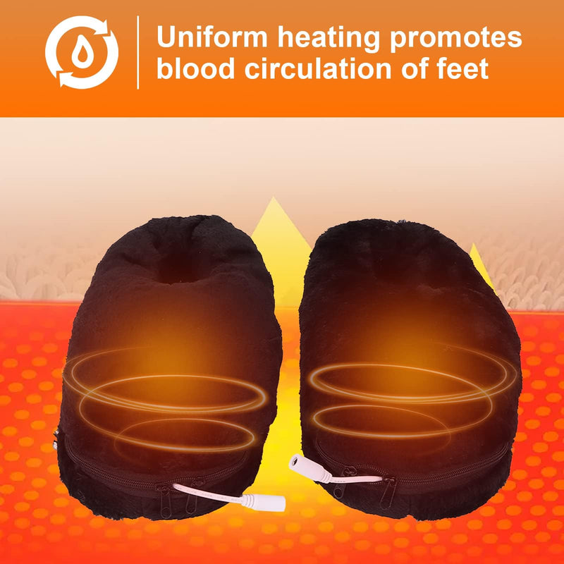 Heated Slippers, USB Electric Heating Shoes Foot Warmer Men Women Washable Outdoor Soft Plush Electric Heated Slippers for Foot Warming Black - BeesActive Australia
