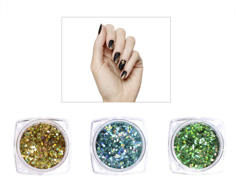 Penta Angel 12 Boxes Makeup Chunky Glitter Sequins Nail Art Iridescent Flakes Mixed Cosmetic Paillette Tips Dust Powder for Eye Shadow Body Face Lip Hair Party Festival Decoration (Classic Color) Classic Color - BeesActive Australia