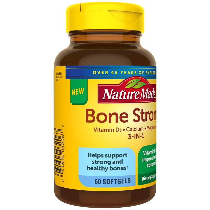 Nature Made Bone Strong with Calcium 260mg Helps Support Bone Strength, Vitamin D3 1000IU to Aid in Calcium Absorption, and Magnesium 250mg for Bone Health, 60 Count - BeesActive Australia