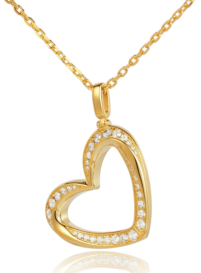 ILLUMIN Tender Tilted Heart Pendant Necklace for Women 16-18 inch Adjustable Cable Chain Yellow Gold gold vermeil - BeesActive Australia
