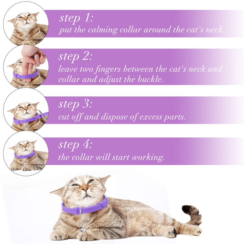 4 Pieces Cat Calming Collars Adjustable Cat Pheromones Calming Collars with 4 Bells Reducing Anxiety for Pets Suitable for Small Medium and Large Cats (15 Inches) - BeesActive Australia