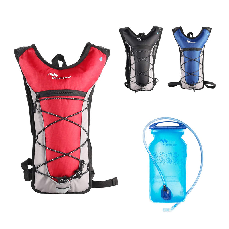 [AUSTRALIA] - Mobihome Hydration Backpack Lightweight Sport Daypack & Bike Backpacks with 2L Leak Proof Water Bladder, Adjustable Padded Shoulder, Chest & Waist Straps for Running, Hiking, Cycling, Climbing red 