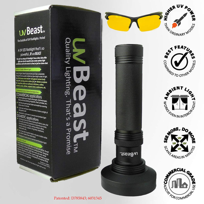 uvBeast Black Light UV Flashlight – HIGH Power 100 LED with 30-feet Flood Effect – Professional Grade 385nm-395nm Best for Commercial/Domestic Use Works Even in Ambient Light - USA Stock – UK Design - BeesActive Australia