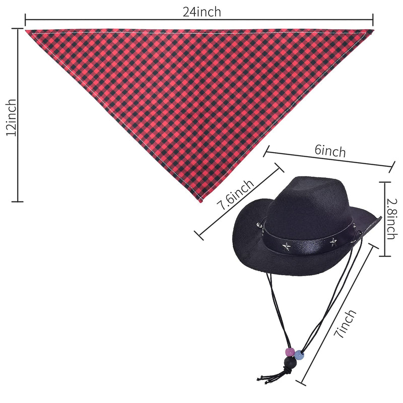 Bettli Dog Cowboy Hat Cat Mexican Hats Mini with Bandana Party Hats for Small Pets Puppy Cat - BeesActive Australia
