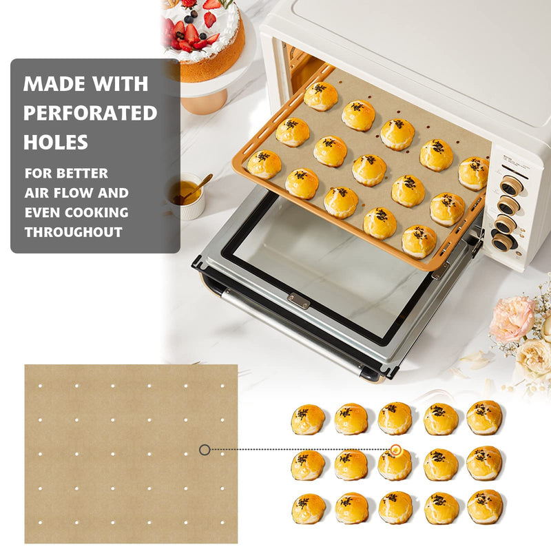 100 PCS Unbleached Parchment Paper, Perforated Square Liners for Cuisinart, Breville, Black and Decker Air Fryer, Toaster Ovens, 11 x 9 inch C - BeesActive Australia