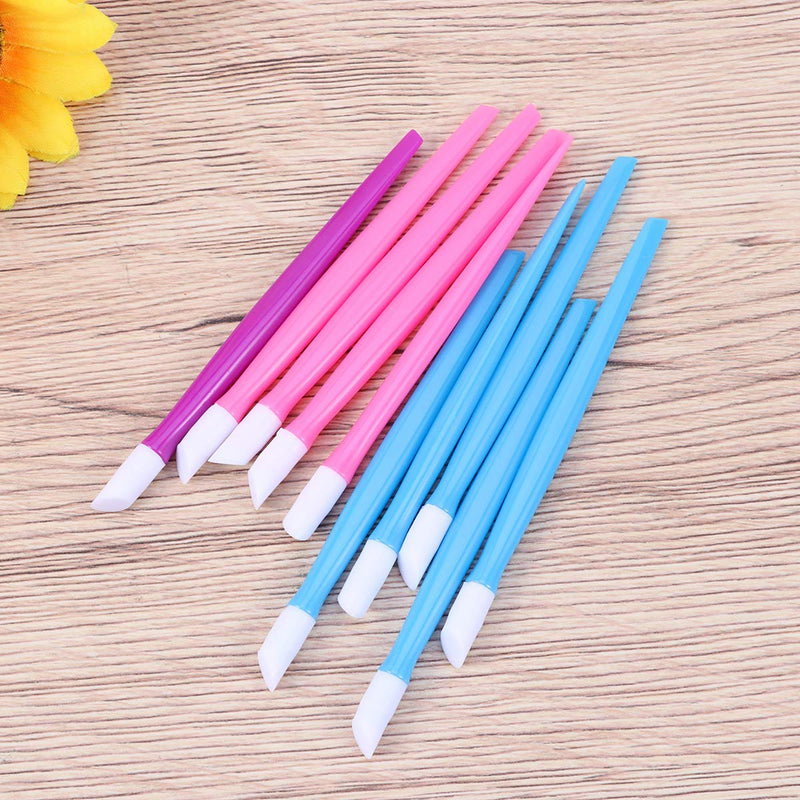 Lurrose 10pcs Nail Cuticle Pusher Rubber Cleaning Stick Dead Skin Cleaner Remover Exfoliating Scrub Nail Art Manicure Tool (Random Color) - BeesActive Australia