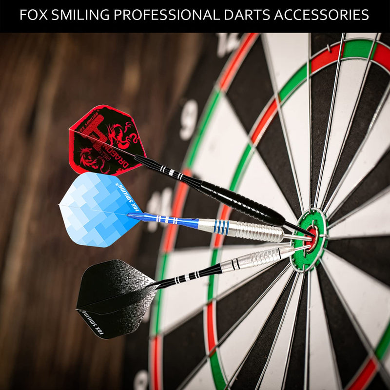 FOX SMILING Dart Flights Accessories Kit, 120PCS(20 Designs) Standard Shape Durable PET Replacement Skull Dart Feather Tail Wing for Steel Tip Dart and Soft Tip Darts - BeesActive Australia
