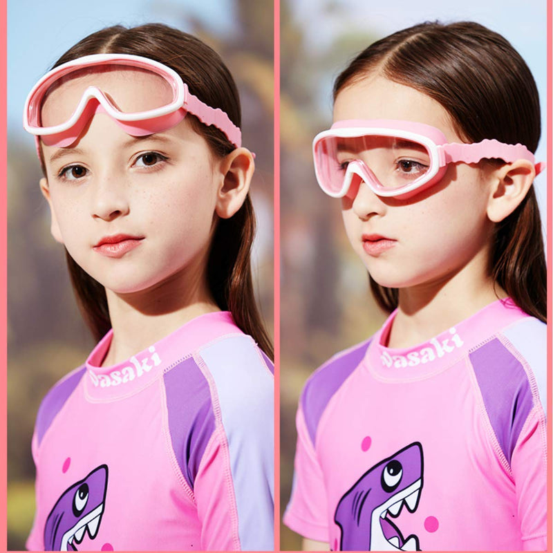 [AUSTRALIA] - Swim Mask - 4 Pcs Swim Goggles Mask For Kids Children - Adjustable One Size Fits Most Juniors - Diving Snorkeling - Swimming - Sturdy Strap - Fits Snugly Around Eyes & Face - Includes Nose & Ear Plugs 
