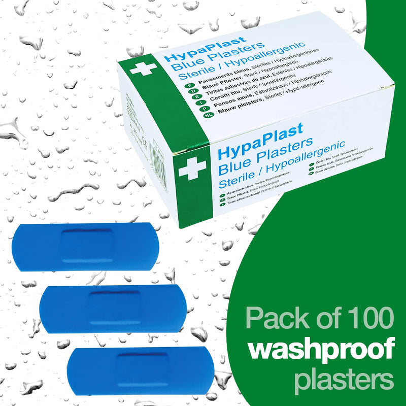 HypaPlast Blue Visually Detectable Plasters, 7.2x2.5cm (Pack of 100) Rectangle (Pack of 100) - BeesActive Australia
