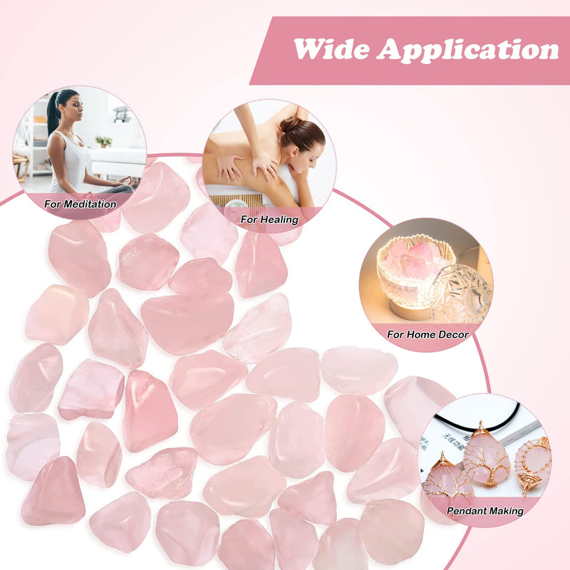 Xinjieda Natural Rose Quartz Crystals, Bulk Large Natural Tumbled Polished Stones Small Rose Quartz Stones Gemstone Healing Crystals Quartz for Aromatherapy Oils Jewelry Making Wicca, Reiki (Pink) Raw Stone Pink - BeesActive Australia