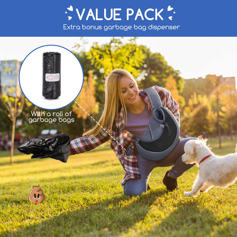 Nobleza Dog Sling Carrier, Breathable Mesh Adjustable Pet Sling Hand Free Puppy Sling Carrier for Small Medium Dog Cat Rabbit Black reflective - BeesActive Australia