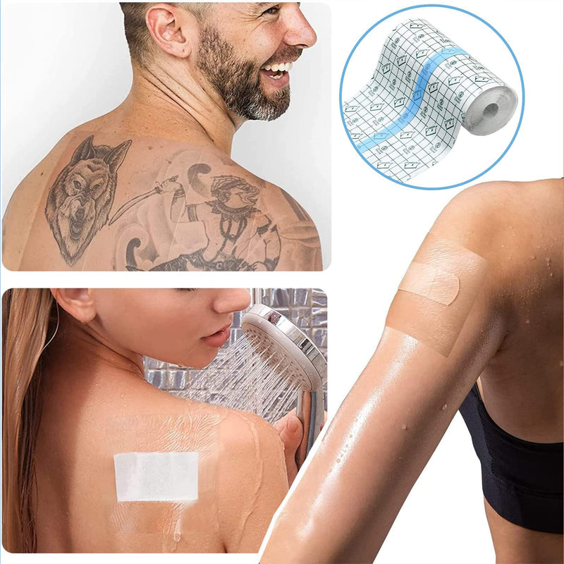 Tattoo Aftercare Waterproof Bandage，Stretch Adhesive Bandage, Transparent Waterproof Adhesive Bandage Tape,Clear Second Skin Protection for Plastic Cover,Wound Dressing,Protective Shield（15cm x 2m） One Size - BeesActive Australia