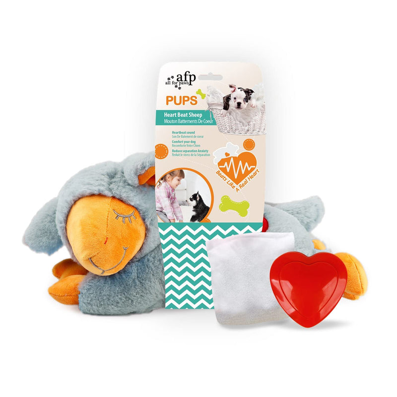 All for Paws Dog Anxiety Relief Puppy Toys,Dog Training & Behavior Aids Plush Toy,Dog Pillow for Puppy Playpen Indoor,Dog Sleep Aid Warm Comfort Toys Gray Sheep(Heartbeat + Warm Bag) - BeesActive Australia