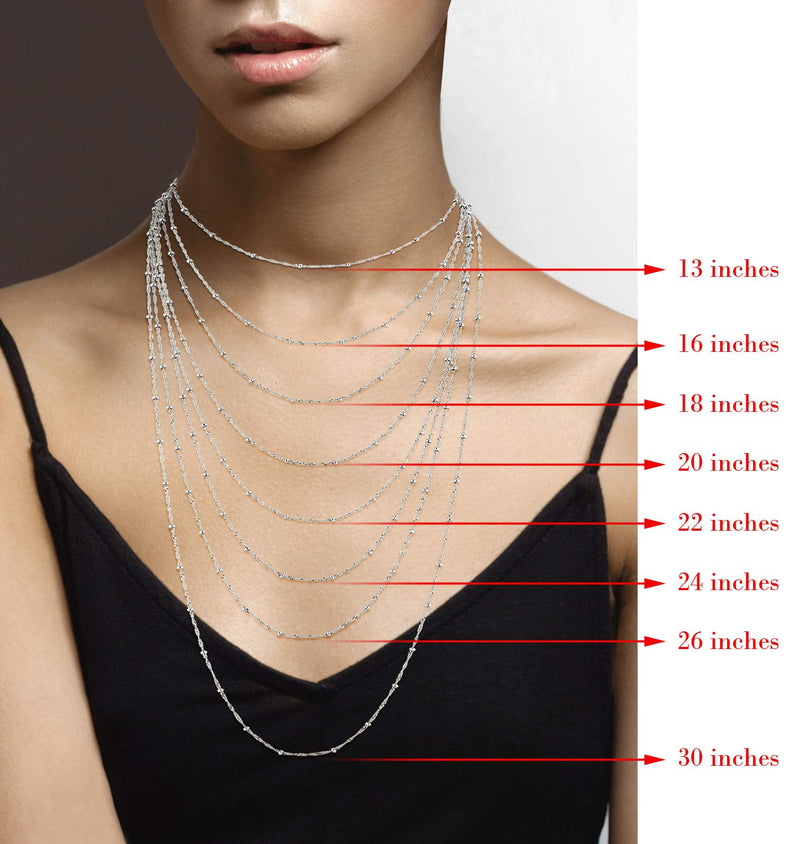 Miabella 925 Sterling Silver Italian Singapore Bead Chain Station Necklace for Women Teen, Made in Italy Length 26 Inches - BeesActive Australia