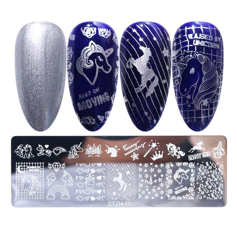 Wokoto 6Pcs Nail Art Stamping Plates Set With Unicorn Flower Honeybees Design Nail Image Stamper Template For Nail Salon Manicure Accessories KIT2 - BeesActive Australia