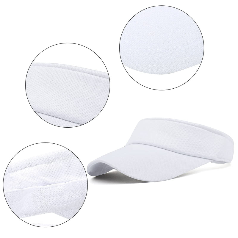 Sun Visor Hats for Women Men Sun Protection Velcro Sun Hat Adjustable Lightweight Outdoor Sports Visor Cap #1 White - BeesActive Australia