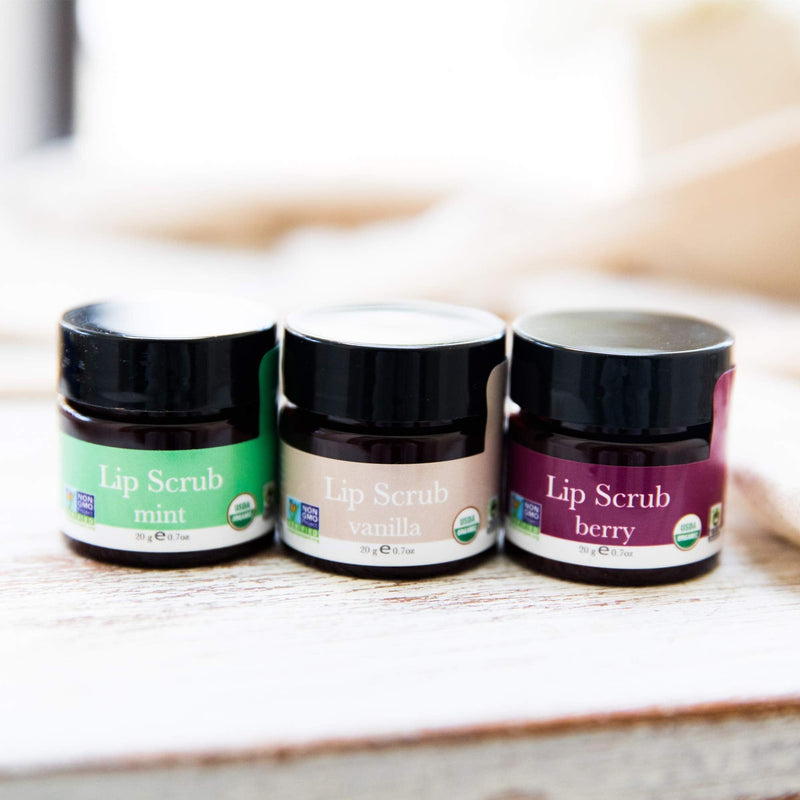 Organic Lip Scrub Gift Set – Pack of 3, Vanilla, Berry & Mint Sugar Scrubs, Exfoliator & Moisturizer, Lip Care & Moisturizer for Chapped Lips, Lip Repair for Soft Lips, Best Gift or Stocking Stuffer… - BeesActive Australia