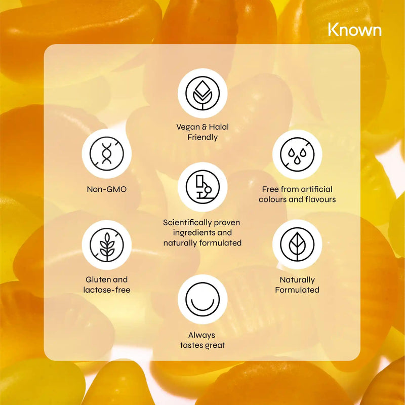 Vegan Turmeric & Ginger Vitamin Gummies by Known Nutrition | 60 Two-a-Day Gummies (One Month�s Supply) | Vegan Food Supplement with Natural Botanical Extract | 100% Natural Peach Flavoured 1 - BeesActive Australia