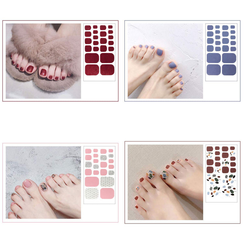 SILPECWEE 20 Sheets Adhesive Toe Nail Wraps Stickers Decals Marbling Nail Polish Strips Manicure Accessories For Women 1Pc Nail File No1 - BeesActive Australia