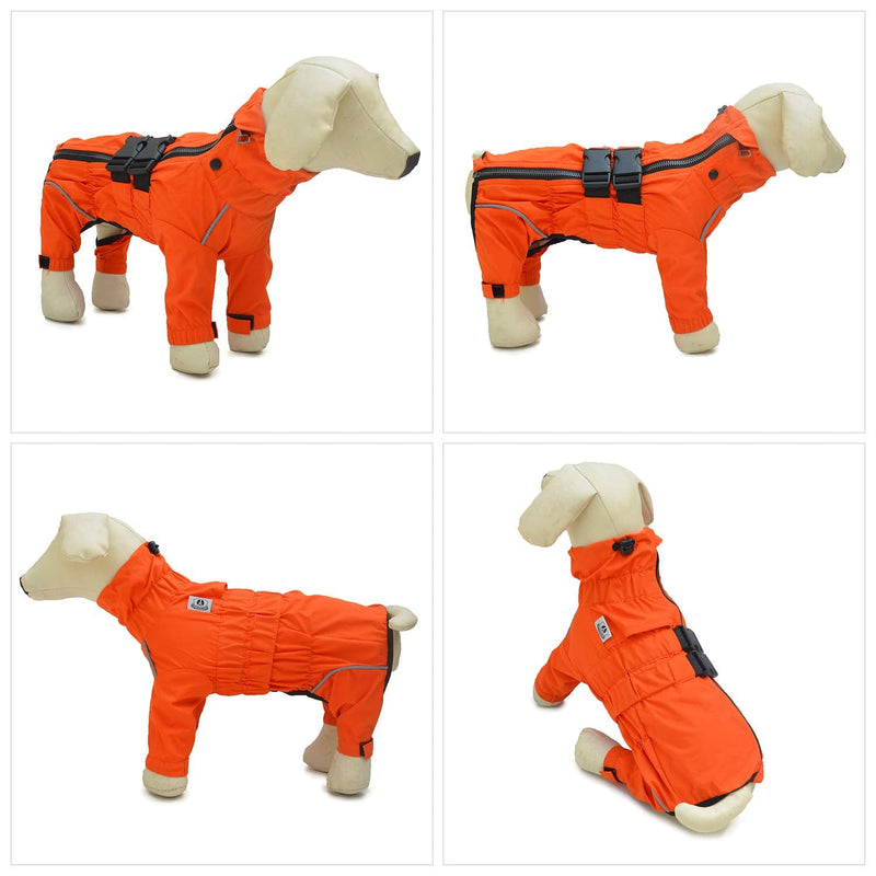 Dogs Waterproof Jacket, Lightweight Waterproof Jacket Reflective Safety Dog Raincoat Windproof Snow-Proof Dog Vest for Small Medium Large Dogs M (back 14") Orange - BeesActive Australia