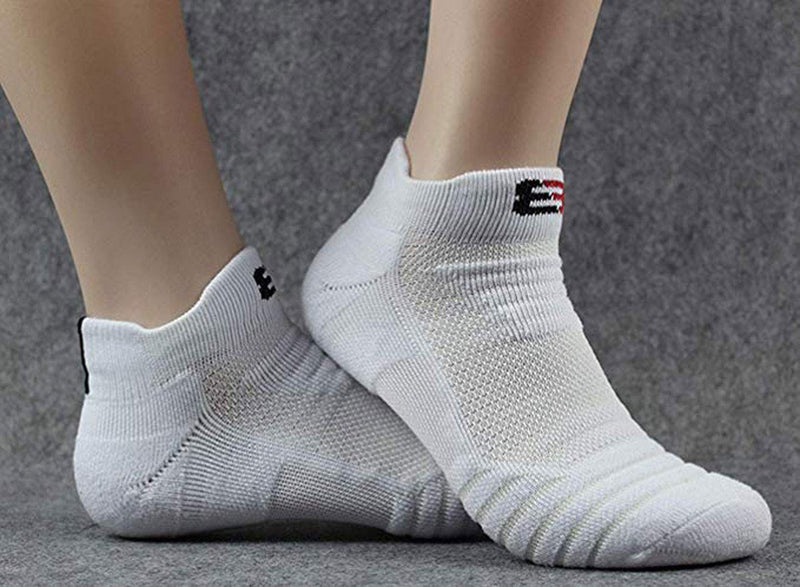 Belisy Mens Athletic Compression Crew Ankle Quarter Socks 6 Packs For Basketball & Running White 2 Medium/ Fit for US Size 6.5-9 - BeesActive Australia