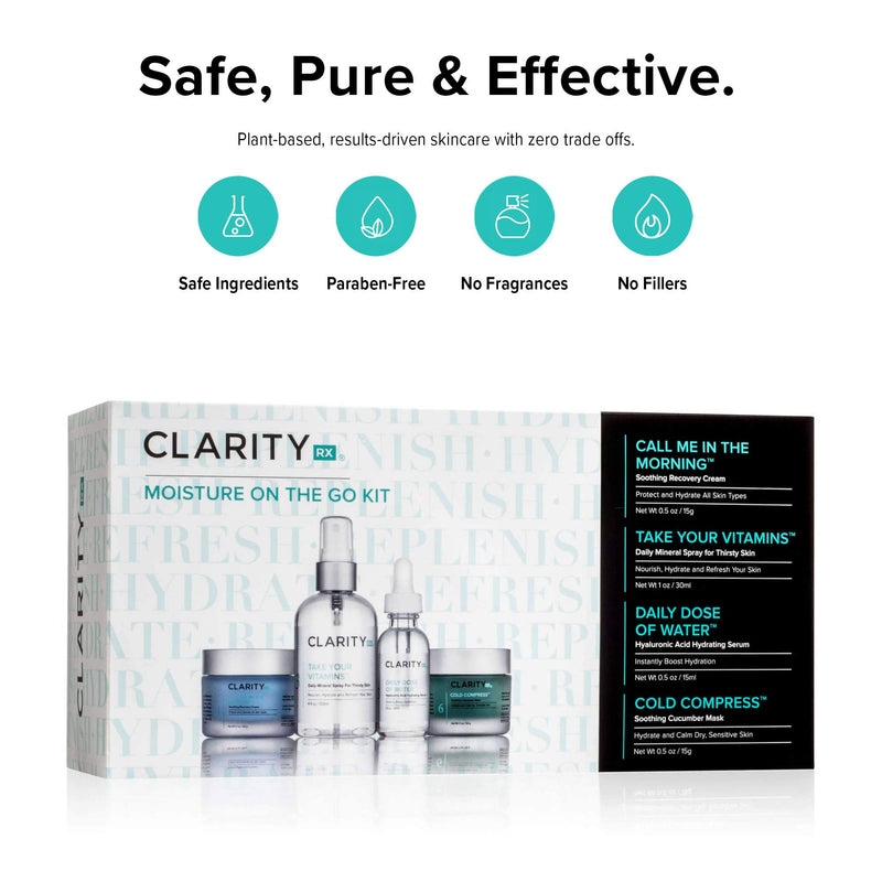 ClarityRx Moisture On The Go Skincare Kit, Hydrating Facial Regimen for All Skin Types - BeesActive Australia