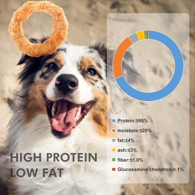 Jungle Calling Beef Tendons for Adult Dogs, Chicken Wrapped Tendons Dog Chews Long Lasting Hip and Joint Supplement for Dogs with Glucosamine (Ring) - BeesActive Australia