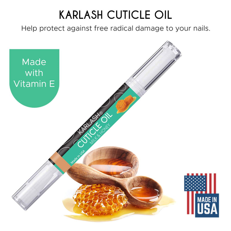 Karlash Salon Spa Premium Cuticle Oil Pen Milk and Honey - Heals Dry Cracked and Rigid Cuticles. Vitamin E Enriched Treatment. Nourish and Moisturize Nails Made in USA. 2 ml (1 Piece) 1 Piece - BeesActive Australia
