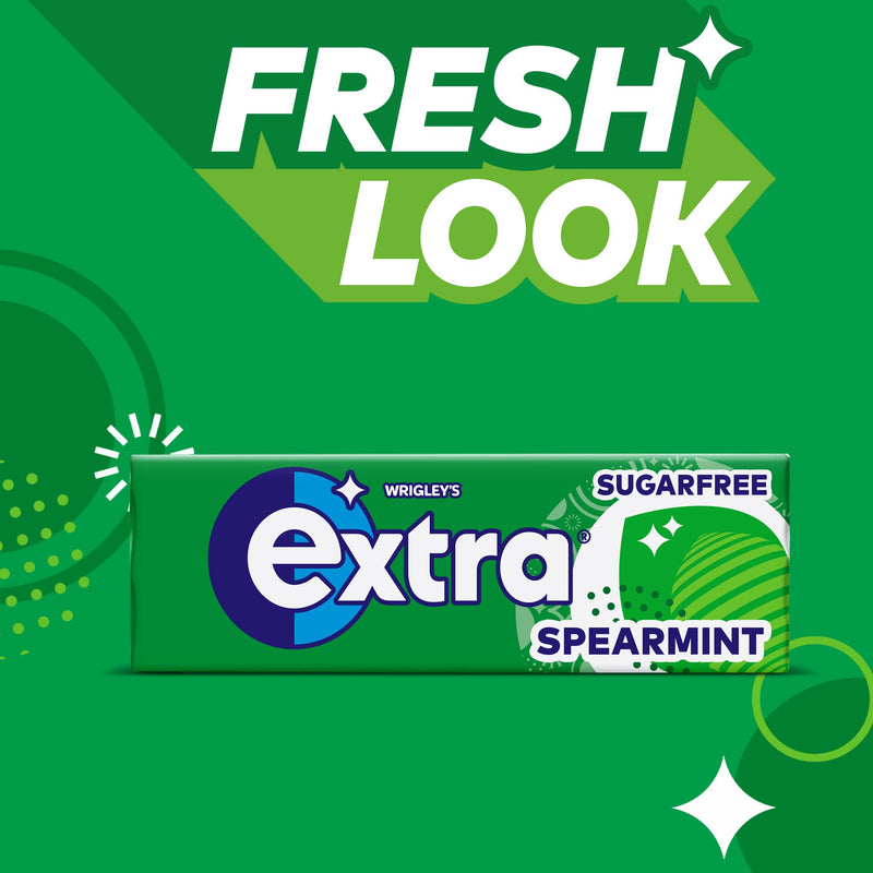 Wrigley's Extra Sugarfree Chewing Gum, Refreshing Spearmint Flavour, Freshens Breath, With Xylitol, Helps with Oral Hygiene for Healthy Teeth and Gums 30 x 10 Packs Single - BeesActive Australia