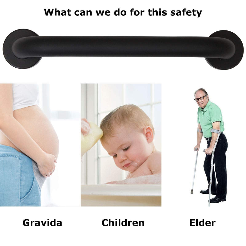 SENENQU 2 Pack Shower Grab Bar, 12 inch / 30cm Space Aluminum Bathroom Grab Rail Safety Handrail Support - Black 30cm / 12 inch - BeesActive Australia
