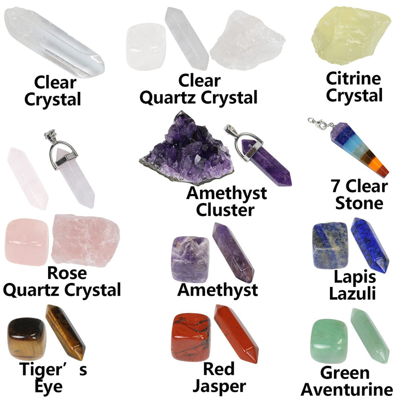 Nvzi Healing Crystals Kit in Wooden Box, Chakra Crystals Set, Crystals for Beginners, Meditation Accessories, Cristal Stone, Amethyst Crystal, Raw Crystals and Gemstones, Spiritual Gifts for Women Crystal Wands Set - BeesActive Australia