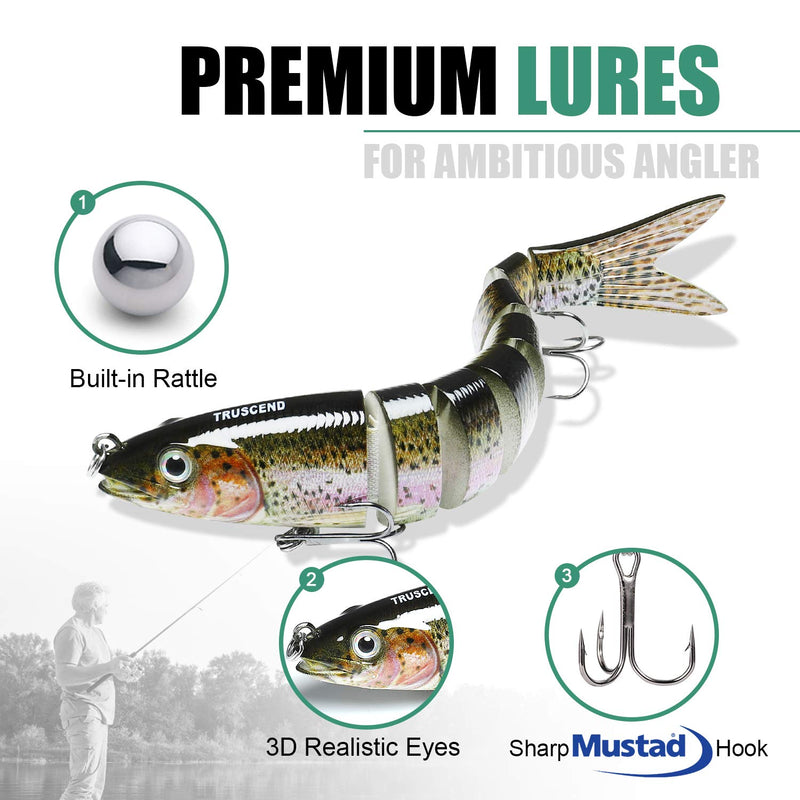 TRUSCEND Fishing Lures for Bass Trout Multi Jointed Swimbaits Slow Sinking Bionic Swimming Lures Bass Freshwater Saltwater Bass Fishing Lures Kit Lifelike Fishing Gifts for Men Combination A - BeesActive Australia